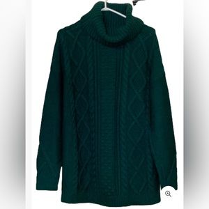 NWT Land’s End Women’s Turtleneck Pullover Green Sweater Size L
